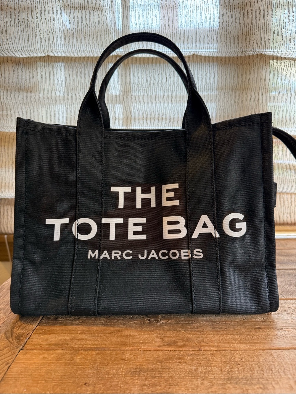 Marc Jacobs The Tote Bag Medium Black Canvas Logo Zip Tote